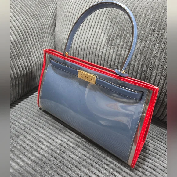 Tory Burch Lee Radziwill Small Blue Bag With Raincoat Cover - Picture 4 of 5